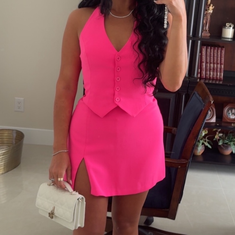 Amanda Uprichard Isadore Skort Romper - Hibiscus Pink